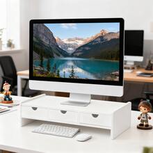1pc 2-Tier 3-Drawer Ergonomic Desktop Computer Riser, Monitor Stand, Laptop Stand - A - View 3