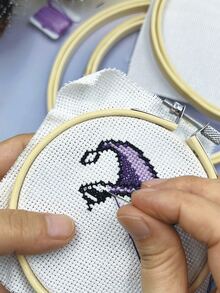 1 pieza Kit de bordado de bambú, hilos de bordar, aro de bordado, accesorios de costura DIY - Albaricoque - Ver 7