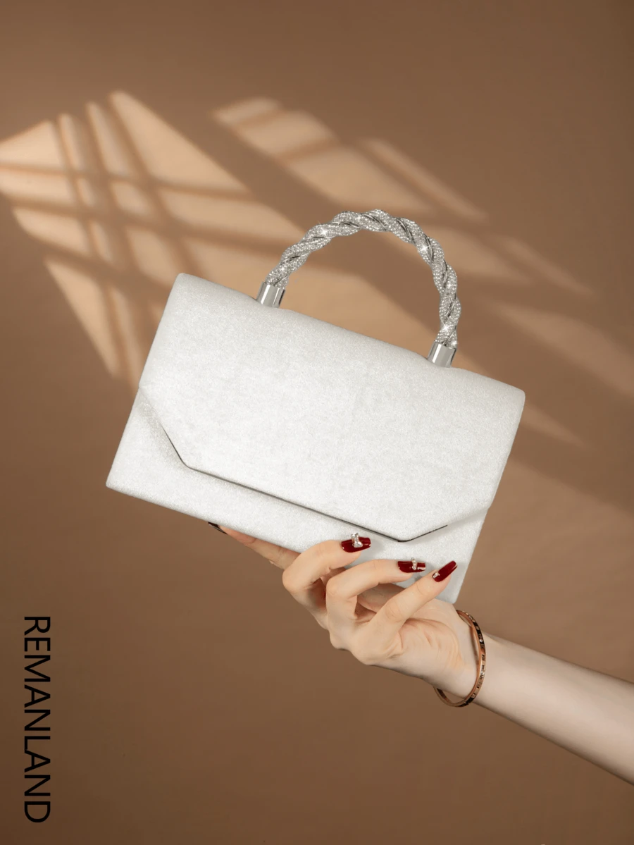 REMANLAND Ví cầm tay dạ hội sáng bóng, Túi phong bì thời trang thanh lịch, Túi xách trang trí đá giả, Ví cầm tay cô dâu dự tiệc cưới