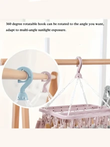 32-Clip Large Capacity Foldable Hanging Drying Rack, Suitable For Drying Socks, Underwear And Other Clothing, Durable, Applicable For Bathroom, Bedroom, Wardrobe, Closet, Home, Dorm And Other Spaces, Ideal For Home Organization - Nhiều màu - Xem 9