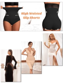 From Local Plus Size High-Waist ComfortLift Belly Support Panty With Secure Core Hold, Gentle Hip Contour Rise, Airy Mesh Breathability And Smooth Under-Clothing Coverage - 黑色 - 查看 5