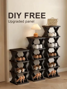 9-Tier Foldable Shoe Rack, Space-Saving Vertical Design For Entryways, Living Rooms, Bedrooms, Closets, Balconies, And College Dorms. Essential Organization Rack. Three-Tier Or Nine-Tier Heavy-Duty Shoe Rack, Foldable And Stackable. - 彩色 - 查看 4
