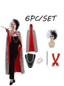 6件套忠犬与时尚女反派角色扮演套装 - 完整的1920年代派对服装