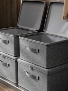 1pc Cationic Fabric Home Storage Basket, Large Capacity Portable Covered Storage Box, Washable, Suitable For Bedroom Closet Organization To Store Clothes, Blankets, Toys, Books, Snacks, Cosmetics And Daily Necessities. Multifunctional Storage Box, Essential For Home, Travel And Dorm. - Multicolor - View 9