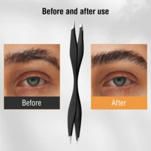 2025 New Men's Beard Care 3 Pieces Set - Round Tip Sharp Scissors + Portable Folding Comb, Grooming Tools For Trimming Beard & Eyebrows, Neat Styling - Black - View 4