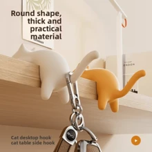 1 Piece Of Cute Cat Desktop Hook - Desktop Organizer Without Drilling, Strong Adhesive Animal Hanging, Home Side Small Item Storage Cute And Cute Dormitory Office Hook, Heavy Duty Plastic Bag Hook, Suitable For School, Office, Home - Space Saving Decoration, Keys, Towels, Bags - Perfect Home Decoration For Students And Cat Lovers, Student Must-Have, Fun Accessory, Sturdy Construction, Functional Decoration, Office Staff