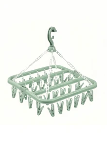 32-Clip Large Capacity Foldable Hanging Drying Rack, Suitable For Drying Socks, Underwear And Other Clothing, Durable, Applicable For Bathroom, Bedroom, Wardrobe, Closet, Home, Dorm And Other Spaces, Ideal For Home Organization - Nhiều màu - Xem 8