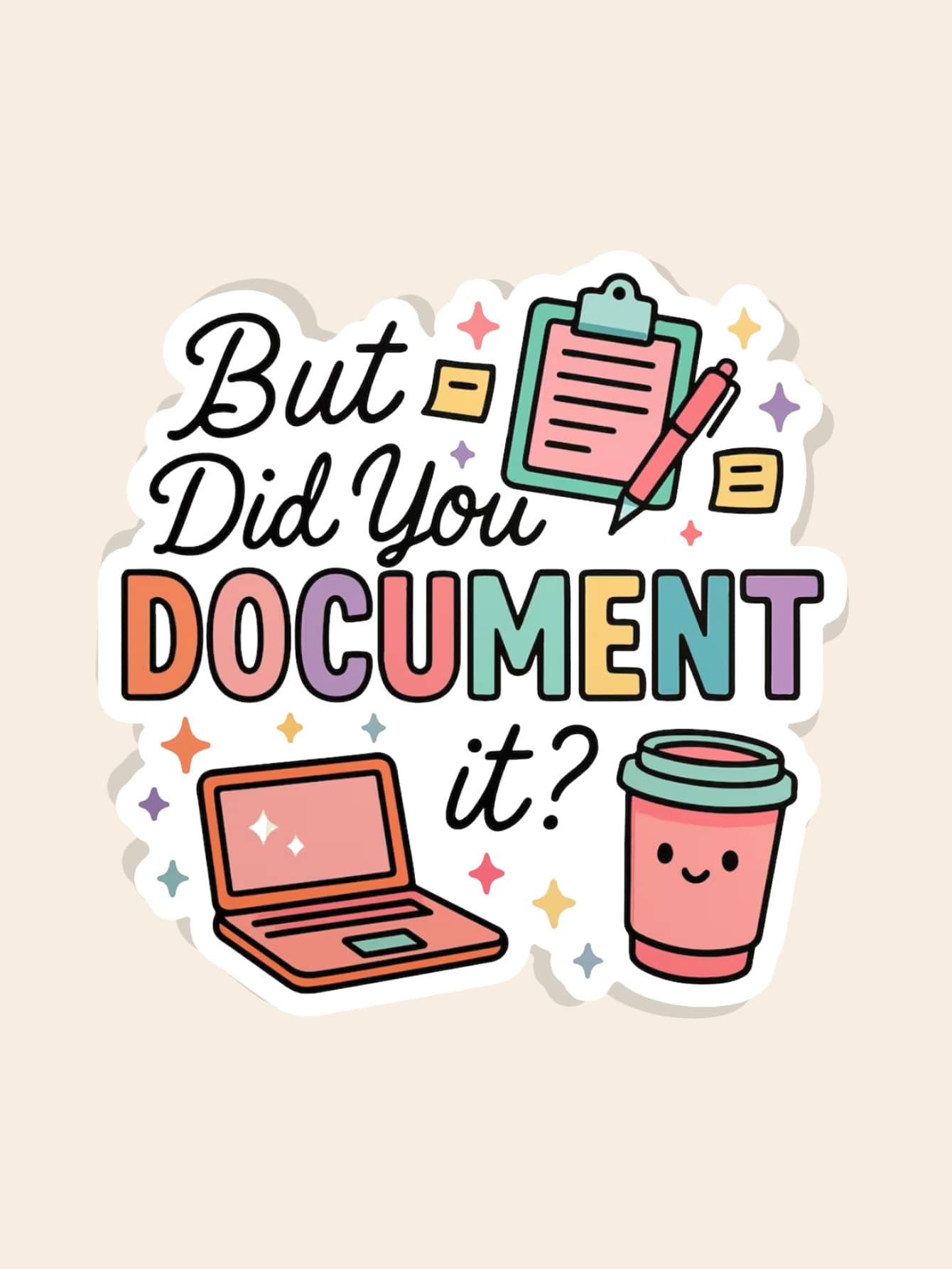 Adesivo Engraçado e Sarcástico de Humor de Escritório À Prova d'Água, Adesivo Recortado para Presente de Caderno e Laptop - Multicolorido - Visão 1