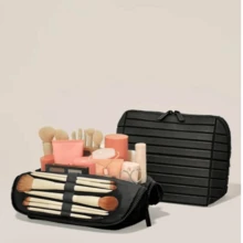 Vertical Waterproof Makeup & Toiletry Bag | 23-Pocket Organizer With Upright, Fold-Down Design For Skincare, Toiletries & Essentials Large Capacity Partitioned Geometric Quilted Makeup Bag Portable Travel Skincare Cosmetic Organizer Travel Toiletry BagTraveler Makeup Organizer Accessories Bag, Toiletry Bag For Women, Zippered Travel Cosmetic Beauty Case, Gift For Best Friend - 條紋藍 - 查看 11
