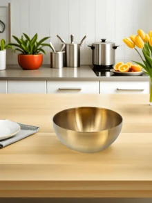 [US-Based Shipping]3pcs Stainless Steel Salad Bowl Set - Large Size With Metal Mixing Bowl,Soup Bowl,Household Stainless Steel Cold Noodle Bowl. Insulated Design, Shatterproof And Rust-Resistant - Perfect For Soup, Noodles And Lunch - Essential Kitchen Tool, Suitable For Mixing, Cooking, Baking, Prepping And Home Kitchen. The Rim Of The Basin Is Smooth And The Workmanship Is Outstanding, Easy To Clean, Not Easy To Sticky. Stacking Storage Without Taking Up Space, And The Proper Height Makes The Food Not Easy To Drop Out. - 彩色 - 查看 9