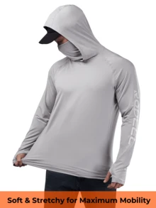 RODEEL 男士連帽面罩連帽衫 - 柔軟輕量 - 適用於戶外釣魚、划船、徒步、屋頂工程、木工、建築和景觀美化 - 灰色 - 查看 4