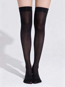 1双尼龙超薄及膝袜，适合日常穿着，舒适保暖。 - 黑色 - 查看 1