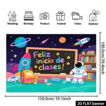 Băng rôn phẳng 2D, 1 chiếc, Băng rôn trang trí tiệc bằng sợi polyester 2D, phong cách Tây Ban Nha, mùa tựu trường, hoàn hảo cho các lễ hội. - Nhiều màu - Xem 6