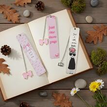 Marcapáginas de acero inoxidable con lazo rosa, diseño creativo, dulce y encantador, un regalo pensado para las niñas que aman la lectura, un excelente regalo para el cumpleaños de la mejor amiga - Multicolor - Ver 12