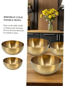 [US-Based Shipping]3pcs Stainless Steel Salad Bowl Set - Large Size With Metal Mixing Bowl,Soup Bowl,Household Stainless Steel Cold Noodle Bowl. Insulated Design, Shatterproof And Rust-Resistant - Perfect For Soup, Noodles And Lunch - Essential Kitchen Tool, Suitable For Mixing, Cooking, Baking, Prepping And Home Kitchen. The Rim Of The Basin Is Smooth And The Workmanship Is Outstanding, Easy To Clean, Not Easy To Sticky. Stacking Storage Without Taking Up Space, And The Proper Height Makes The Food Not Easy To Drop Out. - 彩色 - 查看 10