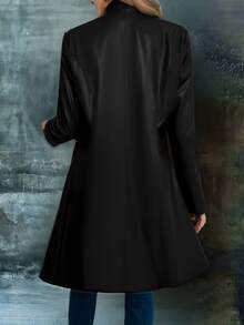 Veste  vintage pour femmes avec col contrasté noir, printemps/automne - Noir - Voir 2