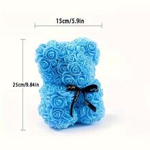 1pc 7.87 Inch Artificial Rose Bear, Romantic Creative Gift Suitable For Valentine's Day, Mother's Day, Anniversary, Wedding, Birthday, Christmas, Packaged In A Box - Multicolor - View 3