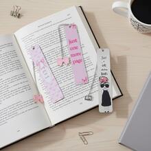 Marcapáginas de acero inoxidable con lazo rosa, diseño creativo, dulce y encantador, un regalo pensado para las niñas que aman la lectura, un excelente regalo para el cumpleaños de la mejor amiga - Multicolor - Ver 4