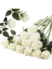 1 pieza/4 piezas/5 piezas/6 piezas/7 piezas/8 piezas/10 piezas/12 piezas/16 piezas Rosas rojas de terciopelo artificial, rosas falsas realistas, ramo de novia, decoración floral, rosas falsas, regalo del Día de San Valentín, fiesta de boda, decoración del hogar, decoración navideña, regalo de cumpleaños, decoración interior y exterior (Nota: Puede tener aroma, colóquelo cerca de una ventana durante 1-2 días para su ventilación), plantas artificiales - Burdeos - Ver 4