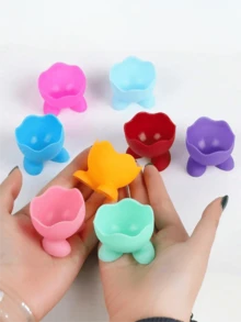 5 Stück/Set Silikon Eierbecherchen, geeignet für weich/hart gekochte Eier - Mehrfarbige Verpackung, mit Ständer, können Eier einzeln platzieren - spülmaschinenfest, leicht zu reinigen - Frühstück, Brunch, Morgen Küchenwerkzeug