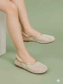 1 Pair Girls' Mesh Embroidered Heart & Diamond Pattern Flat Hollow Slip-On Shoes, Cute Princess Style, Fashion, Soft & Lightweight, Round Toe, Hook And Loop Closure, Matching Mom & Daughter, Suitable For 2-14 Years Old Girls, All Seasons, Party, Holiday - 玫瑰金 - 查看 3