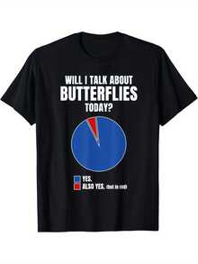Lustiges-Shirt mit Schmetterlings-Transformationsdiagramm-Muster - Weiß mit blauem und rotem Schmetterlingsdesign - Humorvolle Kleidung für Erwachsene -ägliche Freizeit- oder Maskerade-Kostü- Lustige Geburtstags- oder Hochzeitsgeschenkidee - Maschinenwaschbares-Shirt in regulärer Passform - Unisex-Kleidung - Lustige Schmetterlings-Kleidungsdiagramm-Zitat-Kleidungsgeschenk - Kurzarm--Shirt mit Rundhalsausschnitt und Schmetterlingsdruck, geeignet für alle Jahreszeiten - Schwarz - Übersicht 1