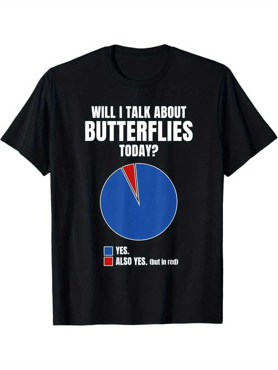 Lustiges-Shirt mit Schmetterlings-Transformationsdiagramm-Muster - Weiß mit blauem und rotem Schmetterlingsdesign - Humorvolle Kleidung für Erwachsene -ägliche Freizeit- oder Maskerade-Kostü- Lustige Geburtstags- oder Hochzeitsgeschenkidee - Maschinenwaschbares-Shirt in regulärer Passform - Unisex-Kleidung - Lustige Schmetterlings-Kleidungsdiagramm-Zitat-Kleidungsgeschenk - Kurzarm--Shirt mit Rundhalsausschnitt und Schmetterlingsdruck, geeignet für alle Jahreszeiten - Schwarz - Übersicht 1