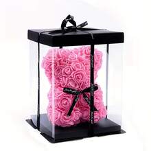 1pc 7.87 Inch Artificial Rose Bear, Romantic Creative Gift Suitable For Valentine's Day, Mother's Day, Anniversary, Wedding, Birthday, Christmas, Packaged In A Box - Multicolor - View 4
