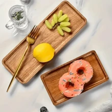 1 pieza Tabla de queso/bandeja de servir de madera de alta calidad, plato multiusos para sushi, postres, aperitivos, pan, pasteles, bebidas, velas, decoración del hogar, utensilios de cocina, adecuado para todas las estaciones, picnics - Marrón - Ver 7