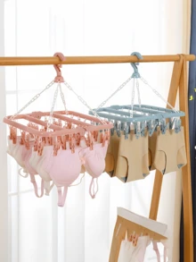 32-Clip Large Capacity Foldable Hanging Drying Rack, Suitable For Drying Socks, Underwear And Other Clothing, Durable, Applicable For Bathroom, Bedroom, Wardrobe, Closet, Home, Dorm And Other Spaces, Ideal For Home Organization - Nhiều màu - Xem 1