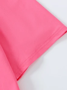 Girls' Letter & Daisy Print Short Sleeve T-Shirt, Casual & Fashionable New Style Tween Girl Clothing - Hot Pink - View 5