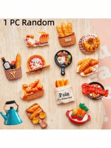 1pc/13pcs Creative Food Shaped Refrigerator Magnets - Realistic 3D Resin Kitchen Decor, Assorted Designs: Pizza, Sushi, Donut - Oval Plastic Magnets For Fridge, Ages 14+, Food Themed Novelty Design, Textured Surface & Fine Craftsmanship (Random Assortment)