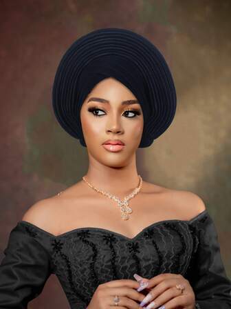 1 Piece Of Traditional African Muslim Nigerian Fashion Solid Color Bright Color Cloth Three-Layer Brimmed Pull-Over Hat, Wedding Festival Brocade Headscarf For Women, Suitable For Weddings, Parties, Mother's Day And Daily Wear