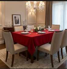 Elegant Tablecloth, 2.20m X 1.50m, For Kitchen With 6 Chairs. - Red - View 2