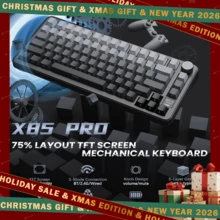 Bàn phím chơi game ATTACK SHARK X85PRO, 3 chế độ, thiết kế gioăng, màn hình, công tắc Blueberry, có thể thay nóng không dây 2.4G, Bluetooth 5.0, có dây USB, lập trình keymap, đèn RGB, pin 4000mAh, phím PBT có núm kim loại, 81 phím cho PC, tương thích với Windows - Nhiều màu - Xem 2