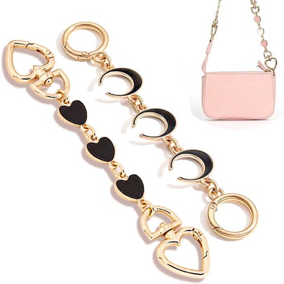 1pc/2pcs Heart-Shaped Bag Strap Extender, Wallet Shoulder Strap Extender, Wallet Strap Replacement Accessory, Suitable For Handbag, Wallet, Shoulder Bag, Crossbody Bag