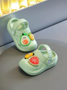 Sandalias de material EVA con diseño de dibujos animados, fashionables y lindas, adecuadas para bebés niños y niñas. Sandalias de verano transpirables antideslizantes con punta redonda y diseño de frutas huecas, disponibles en múltiples colores - verde menta - Ver 1