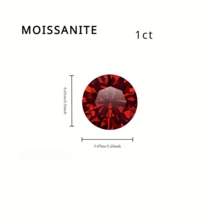 1颗6.5毫米圆形明亮式切割红色莫桑石裸石 - 鲜艳红色，适合珠宝制作、DIY、节日礼物