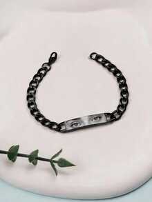 Pulsera personalizada con foto para niño, cadena cubana de acero inoxidable, longitud ajustable, diseño de ojo personalizable, regalo perfecto para novio, esposo o aniversario - Multicolor - Ver 13