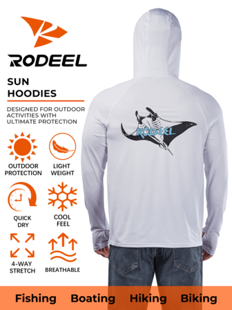 RODEEL Herrluvtröja med mönsterdesign, huva och tumhål, lätt och andningsbar, perfekt för utomhusaktiviteter som fiske, cykling, vandring och båtliv