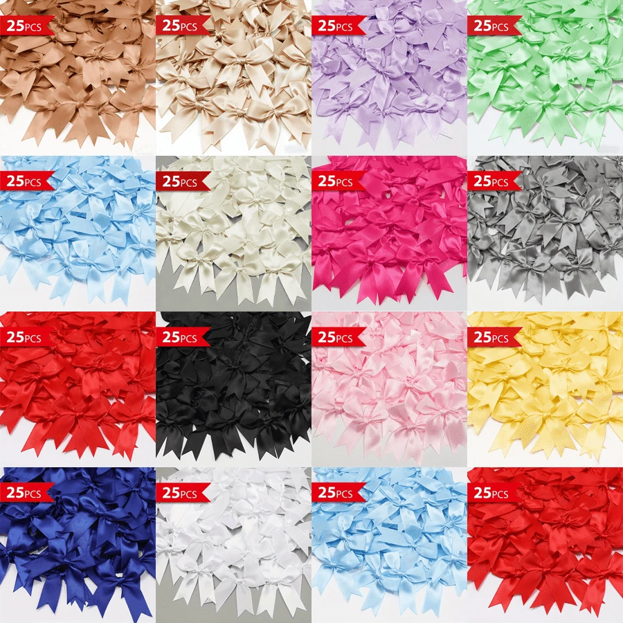 25 chiếc nơ ruy băng satin màu sắc tươi tắn 8.5cm*32cm - Dùng để gói quà hình tròn đẹp mắt, làm đồ thủ công, trang trí sinh nhật và đám cưới, chất liệu polyester, quà tặng ngày lễ hoàn hảo, vật dụng đóng gói quà tặng, trang trí Ngày của Mẹ. - Nhiều màu - Xem 1