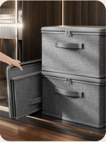 1pc Cationic Fabric Home Storage Basket, Large Capacity Portable Covered Storage Box, Washable, Suitable For Bedroom Closet Organization To Store Clothes, Blankets, Toys, Books, Snacks, Cosmetics And Daily Necessities. Multifunctional Storage Box, Essential For Home, Travel And Dorm. - Multicolor - View 2