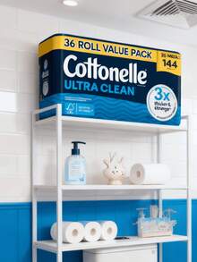 Cottonelle Ultra Clean Strong Toilet Paper - Bathroom Essential | Soft Toilet Paper | Bathroom Essential | Durable Toilet Paper | Strong And Soft Toilet Paper | Strong And Durable, Suitable For Daily Use | New Year's Gift, Christmas Gift. - 白色 - 查看 1