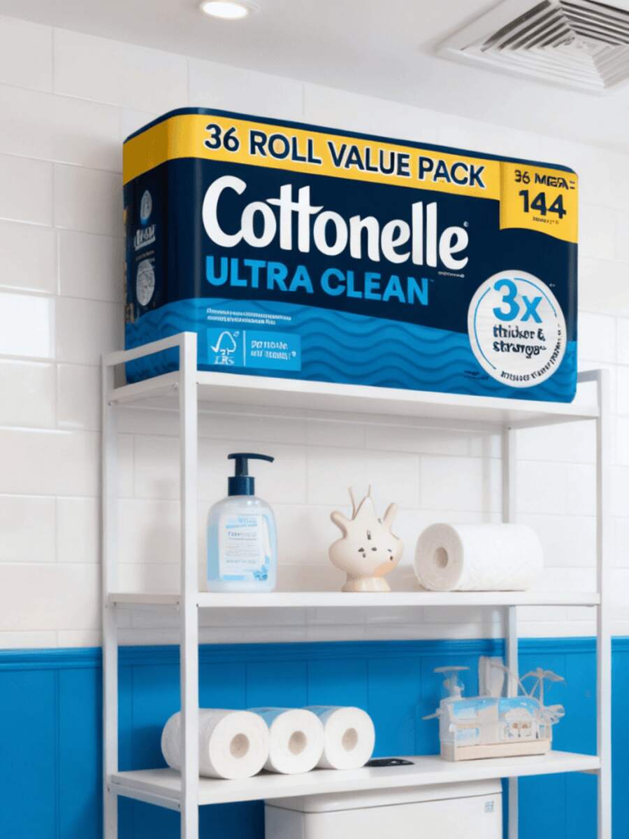 Cottonelle Ultra Clean Strong Toilet Paper - Bathroom Essential | Soft Toilet Paper | Bathroom Essential | Durable Toilet Paper | Strong And Soft Toilet Paper | Strong And Durable, Suitable For Daily Use | New Year's Gift, Christmas Gift. - 白色 - 查看 1