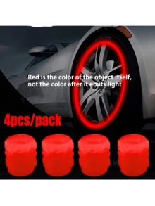 夜光轮胎气门嘴盖，适用于汽车、摩托车、电动自行车和真空轮胎改装 - 紅色 - 查看 1