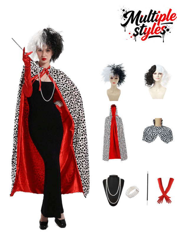 6pcs Loyal Dog & Fashionable Female Villain Cosplay Set - Complete 1920s Party Outfit