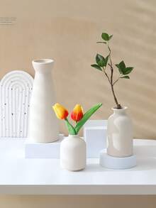 1个装饰花瓶 - 侘寂/乡村风格家居装饰，奶油白，3种尺寸可选，适合插花、家居装饰、房间装饰，玻璃花瓶 - 彩色 - 查看 3