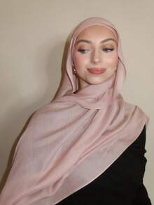 1 pieza Chal de modal de 180*85cm de unicolor, de fibra de viscosa transpirable y suave, para mujeres con hiyab, abaya y velo