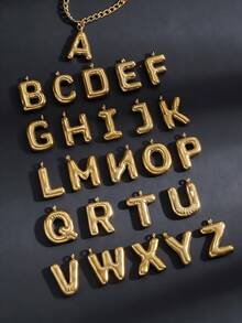 1pc Stylish And Simple Women's Necklace 26 A-Z Letters Pendant Necklace For Women Punk Initials Name Necklace Fashion Stainless Steel Hip Hop Jewelry - Multicolor - View 1