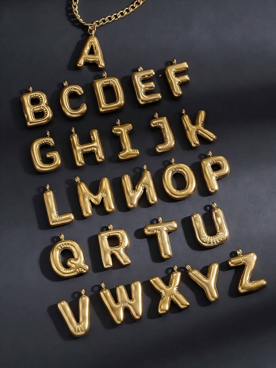 1pc Stylish And Simple Women's Necklace 26 A-Z Letters Pendant Necklace For Women Punk Initials Name Necklace Fashion Stainless Steel Hip Hop Jewelry - Multicolor - View 1